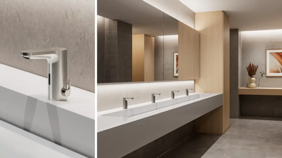 Schell CELIS E² Electronic wash basin tap only cold water Brushed Silver (Battery operation)