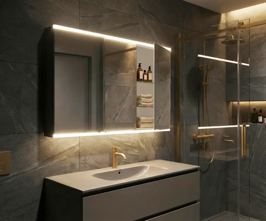Illuminated mirror cabinet EMCO 800, 982mm (2 doors)