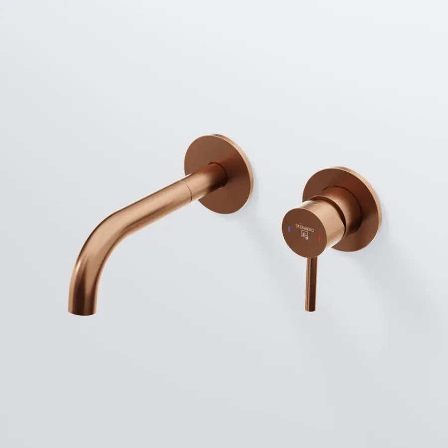 Steinberg 100 Wall-mounted single-lever washbasin mixer Brushed Copper