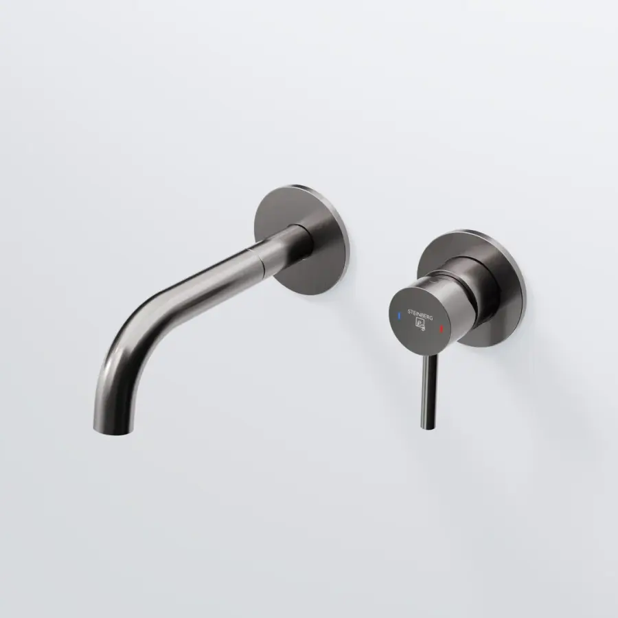Steinberg 100 Wall-mounted single-lever washbasin mixer Brushed Gun Metal