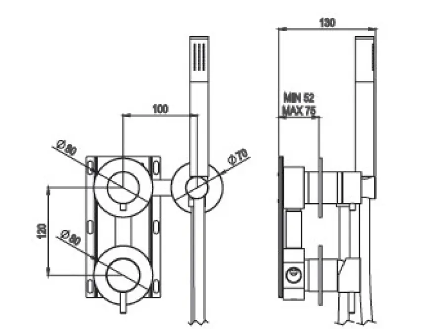 AMA RHEA Εντοιχισμένη Μπαταρία Λουτρού Stainless steel
