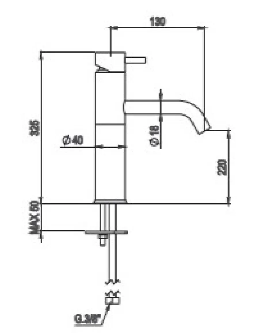AMA RHEA Μπαταρία Νιπτήρος Stainless steel
