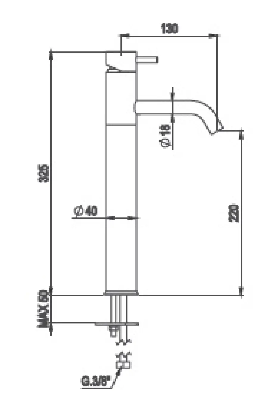 AMA RHEA Μπαταρία Νιπτήρος Stainless steel Ψηλή
