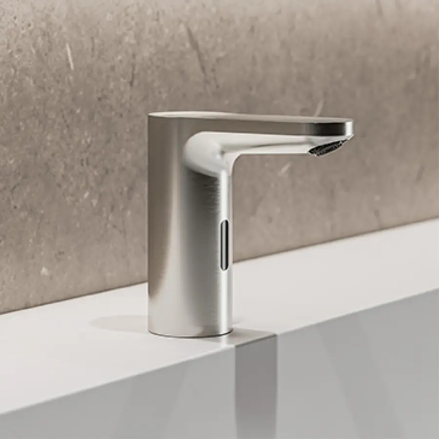 Schell CELIS E² Electronic wash basin tap only cold water Brushed Silver (Battery operation)