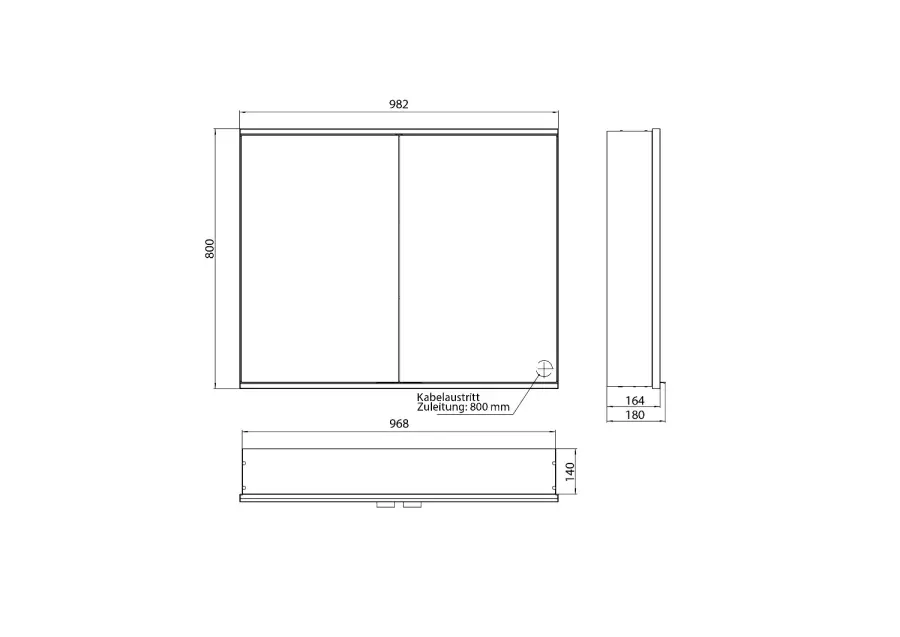 Illuminated mirror cabinet EMCO 800, 982mm (2 doors)