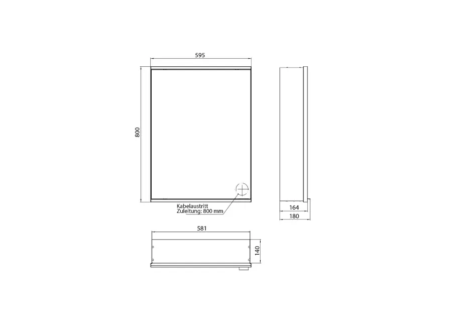 Illuminated mirror cabinet EMCO 800, 595mm ( 1 door)