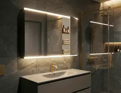 Illuminated mirror cabinet EMCO 800, 595mm  (2 doors)