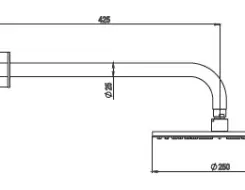 AMA RHEA Shower arm in stainless steel A - Shower head in stainlass steel  Ø 250 mm