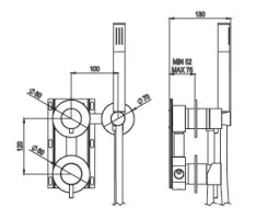 AMA RHEA Εντοιχισμένη Μπαταρία Λουτρού Stainless steel