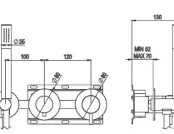 AMA RHEA  Built-in mixer for bathtub in stainless steel