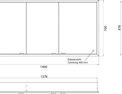 Illuminated mirror Εmco prime slim 1400mm LED-lights ( 3 doors)