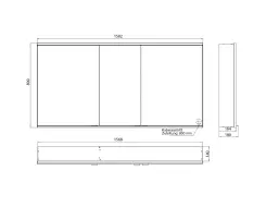Illuminated mirror cabinet EMCO 800, 1582mm, (3 doors)