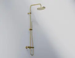 Steinberg Series 340 shower set complete with thermostatic fitting Brushed Gold