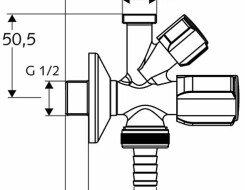 Διπλός Γωνιακός Διακόπτης Schell 1/2 σε 1/2 και 3/4