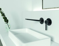 Steinberg 260 wall-mounted washbasin single lever mixer Black Matt
