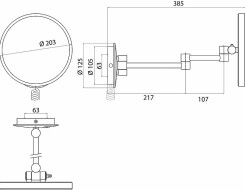 Emco pure LED Μεγενθυντικός καθρέπτης καλλωπισμού x3, με σπιράλ καλώδιο, Ø 203mm