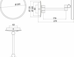 Emco pure LED Μεγενθυντικός καθρέπτης καλλωπισμού x3  Ø 203mm