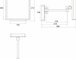 Emco pure LED Μεγενθυντικός καθρέπτης καλλωπισμού x3, 203x203mm, Black