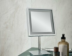 Emco pure LED Επιτραπέζιος μεγενθυντικός καθρέπτης καλλωπισμού x3, με σπιράλ καλώδιο, 203x203mm