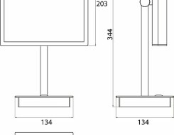 Emco pure LED Επιτραπέζιος μεγενθυντικός καθρέπτης καλλωπισμού x3, με σπιράλ καλώδιο, 203x203mm