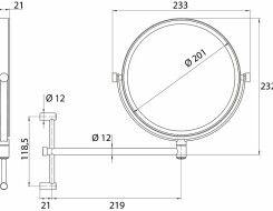 Emco pure Μεγενθυντικός καθρέπτης καλλωπισμού x3, με δυνατότητα ρύθμισης ύψους Ø 190mm