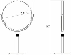 Emco pure Επιτραπέζιος μεγενθυντικός καθρέπτης καλλωπισμού x3, με δυνατότητα ρύθμισης ύψους, Ø 229mm
