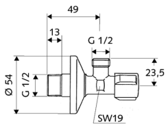 Γωνιακός Διακόπτης Schell  1/2 - 1/2