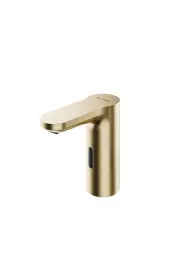 Schell CELIS E² Electronic wash basin tap only cold water Mains operation Brushed Gold (transformer plug).