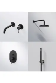 Complete shower and basin system ST 100 Black Matt