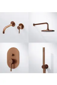 Complete shower and basin system ST 100 Brushed Copper